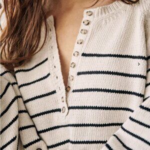 Sezane Cream and Navy Striped Sweater